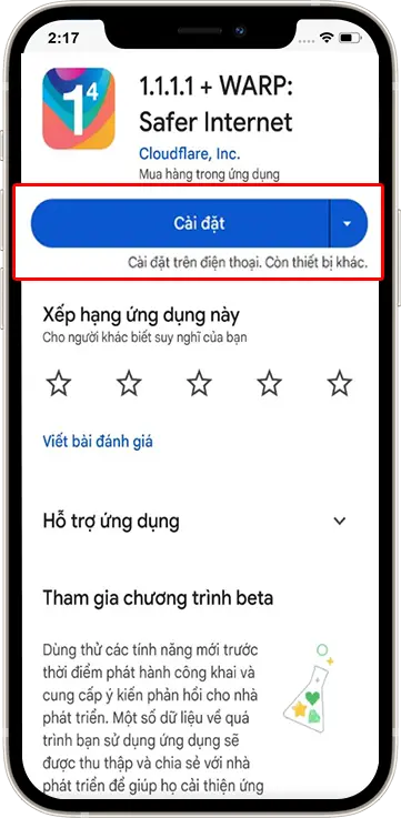 Bước 2 : Tải ứng dụng về điện thoại được xếp hạng đầu tiên